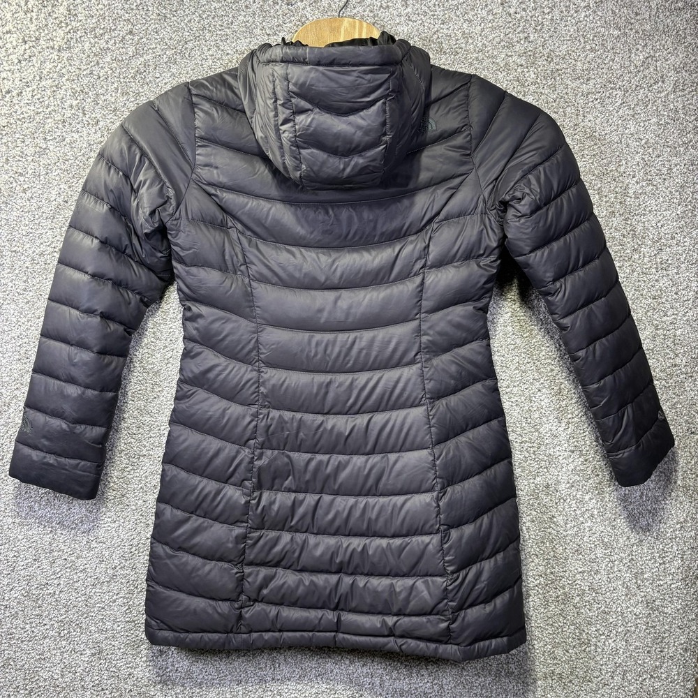 The North Face Jacket Womens Medium Gray 550 Down Hooded Long Puffer Parka Coat - Picture 7 of 11